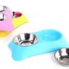 Gamelle inox double avec support Chiens Doggy & Co 35